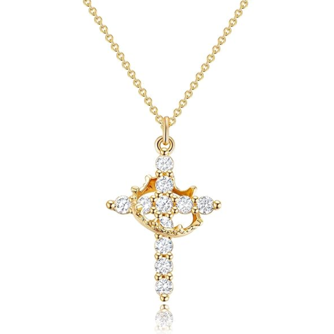 Collar de Cruz con Corona Rotativa